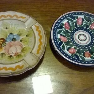 COMO Italy Ashtray & Hanging Plate Hand Painted Dj
